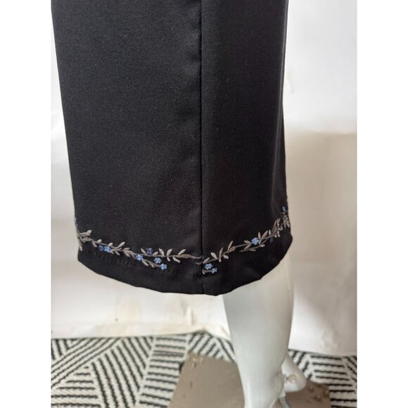 Gap Womens Black Embroidered Hem Midi Skirt Size 6 Polyester Rayon Spandex - Picture 5 of 16
